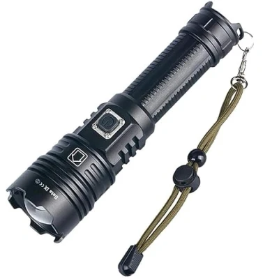 Afbeelding van ASORT Led zaklamp extreem helder 15000 lumen, CREE led, IPX67 waterdicht, usb oplaadbaar fakkel, 5 lichtmodi, zoombaar, lange werktijd, voor kamperen, wandelen en noodgevallen(21700 batterij)