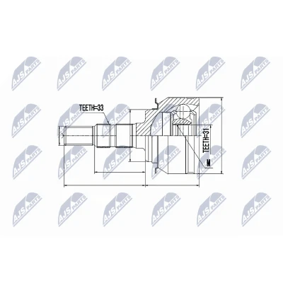 Afbeelding van Homokineet reparatie set, aandrijfas NTY NPZ DW 008
