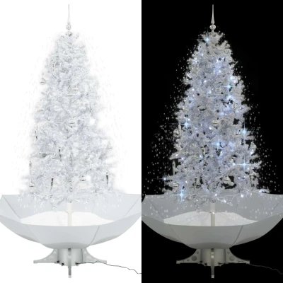 Afbeelding van Kerstboom sneeuwend met paraplubasis 190 cm wit