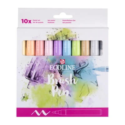 Afbeelding van Brushpen Talens Ecoline Pastel blister à 10 stuks assorti