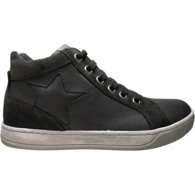 Afbeelding van Naturino Clay Star mt 25 veter rits ster lederen hoge sneakers grijs