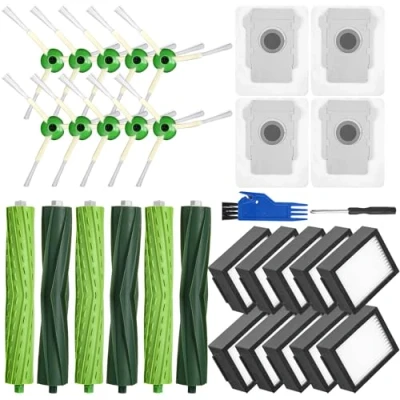 Afbeelding van Reserveonderdelen voor iRobot Roomba i7 i7+ j7 j7+ i3 i3+ i4 i4+ E5 E6, borstelaccessoires E/I/J serie, 3 sets rubberen borstels, 10 hoogwaardige filters, zijborstels, 4 stofzakken