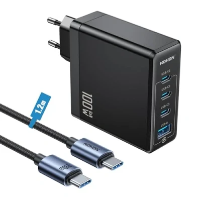 Afbeelding van NOHON USB C oplader Fast Voeding: 100 W GaN mobiele telefoon 3 poorts snellader PD Charger 3.0 met 140 type 1,2 m oplaadkabel PPS compatibel MacBook iPad Pro Air Galaxy S23 voor iPhone 15