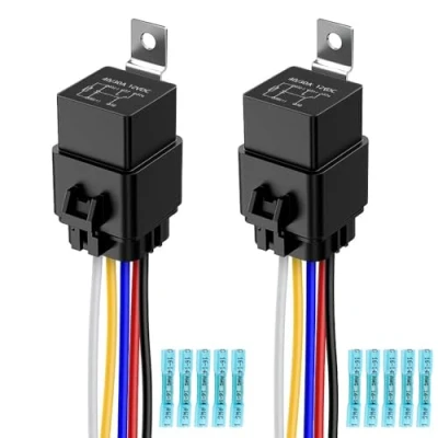 Afbeelding van Gebildet 2pcs 40/30 Amp Waterdichte Relais Schakelaarboom Set 12 V DC 5Pin SPDT Automotive 14AWG Heet Draden+10pcs Blauw Smelten Terminal