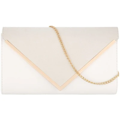 Afbeelding van MEGAUK Dames Clutch Fluwelen Avondtas Elegante Handtas Envelop Tas Okseltas met Ketting voor Bruiloft Prom Party, Wit