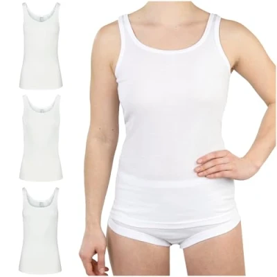 Afbeelding van SES hemd voor dames, verpakking van 3 stuks, 100% katoen, wit, 46