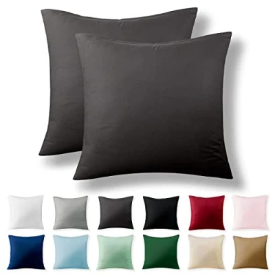 Afbeelding van Alreya Renforcé set van 2 kussenslopen 40 x cm 100% katoen met YKK ritssluiting, superzachte kussensloop, kussenhoes, Oeko Tex® standaard gecertificeerd, Antraciet, alleen kussensloop