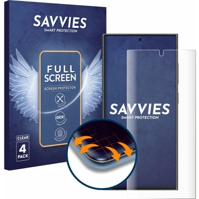 Afbeelding van Savvies Screenprotector voor Samsung Galaxy S24 Ultra (case friendly) Folie Beschermfolie transparant volledig dekking (4 Stuks)