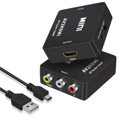 Afbeelding van Vinmooog RCA naar HDMI converter, adapter, AV adapter ondersteunt PAL/NTSC met USB kabel voor PC/WII/N64/TV/PS3/Blu Ray DVD