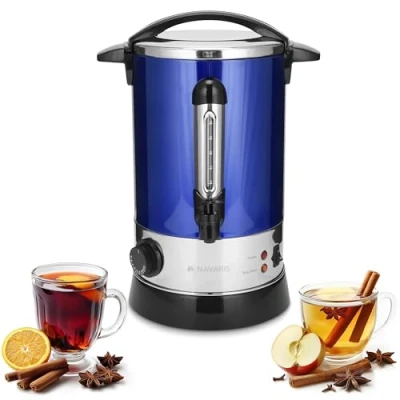 Afbeelding van Navaris glühweinketel met temperatuurregelaar 6,8L RVS glühweinkoker tap Warm water ketel Thermostaat Oververhittingsbeveiliging Blauw
