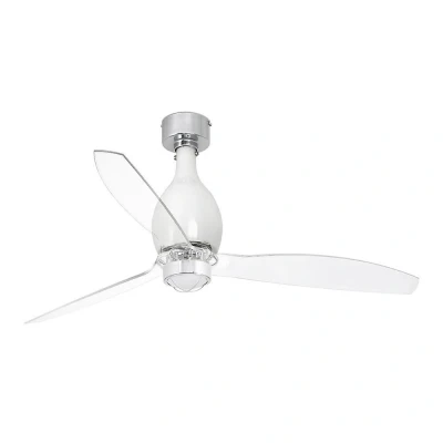 Afbeelding van Faro Lighting Mini Eterfan LED Glanzend Wit, Transparante Plafondventilator met DC Motor, 3000K