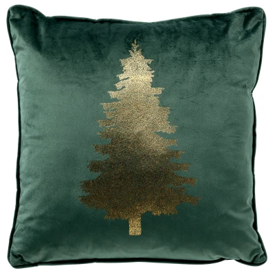 Afbeelding van TREE Kussenhoes 45x45 cm Kerst Mountain View donkergroen