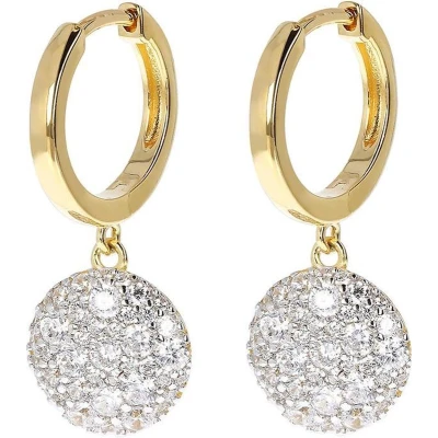 Afbeelding van Hoop earrings with dangle round pavé pendant WSBZ01592YY