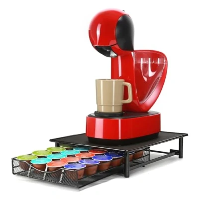 Afbeelding van SYSYLY espresso capsulehouder met lades Koffiecuphouder Opbergbox geschikt voor Dolce Gusto cups 24 koffiecups Zwart