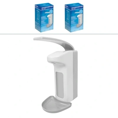 Afbeelding van ARNOMED 2x kunststof desinfectiemiddeldispenser, desinfectiemiddeldispenser voor 500ml, Eurodispenser wit wandmontage, wanddispenser, vrijstaande zeepdispenser zonder boorgaten