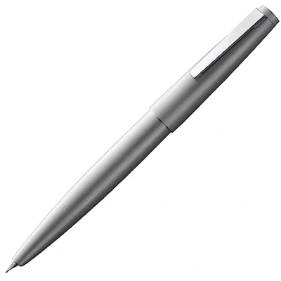 Afbeelding van Lamy 2000 silver vulpen luxe in mat gepolijste behuizing van roestvrij staal 14 kt. gouden veer, gedeeltelijk geplatineerd &amp; lijnbreedte OM