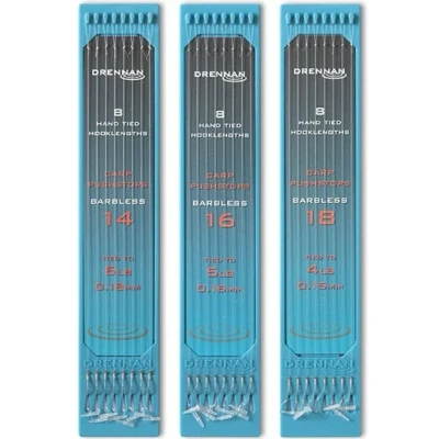 Afbeelding van Drennan Onderlijnen Carp Pushstops Barbless (8 pcs) Maat : 15cm haak 18 0.15mm