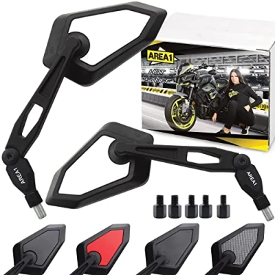 Afbeelding van Area1 Spiegel voor motorfiets, stuureindmontage, computergestuurd gefreesd, compatibel met GS 500 E/GS 400 450 / 550 650 750 (V62)