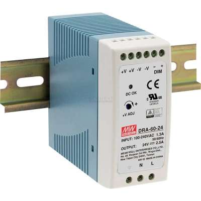 Afbeelding van Mean Well DRA 60 24 Hutschienen home charger (DIN Rail) V/DC 2.5A 60W Anzahl Ausgänge:1 x Inhalt 1 pc(s)