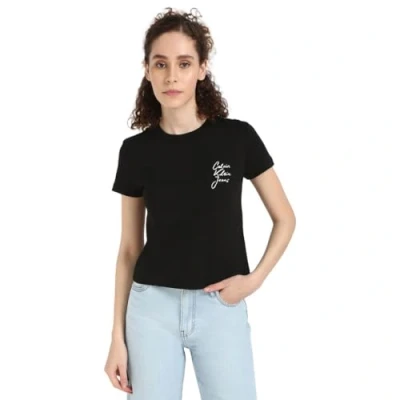 Afbeelding van Calvin Klein Jeans Script Institutional BABY TEE Tshirt print, Dames, Maat: XXS, Black