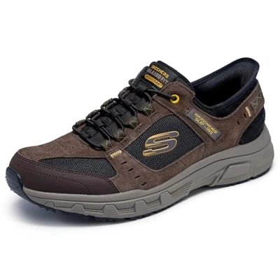 Afbeelding van Skechers Slip ins heren wandelschoenen cat. A Bruin Extra comfort Memory Foam Maat 48.5
