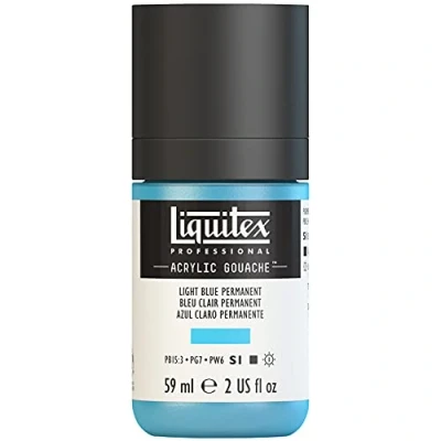 Afbeelding van Liquitex 2059770 Professional Acrylic Gouache, acrylverf met gouache eigenschappen, lichtecht, watervast 59ml Fles, Light Blue Permanent