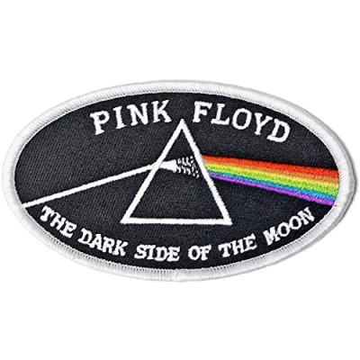 Afbeelding van Pink Floyd Dark Side Of The Moon Oval White Border Patch Zwart