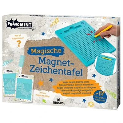 Afbeelding van moses. 30340 FenoMINT magnetisch toverbord, voor het maken van magische afbeeldingen, tekenbord met sjablonen, creatieve set kinderen, bord en pen, turquoise