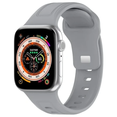 Afbeelding van By Qubix Square siliconen band Grijs Geschikt voor Apple Watch 44mm 45mm 46mm 49mm (Ultra 1&amp;2)