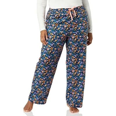 Afbeelding van Amazon Essentials Flanellen slaapbroek voor dames (verkrijgbaar in grote maten), marineblauw bloemenprint, klein