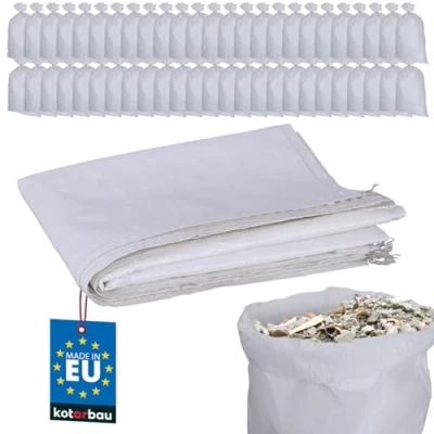 Afbeelding van KOTARBAU® Set van 50 PP stoffen zakken, 65 x 105 cm, kg, zware zak, wit
