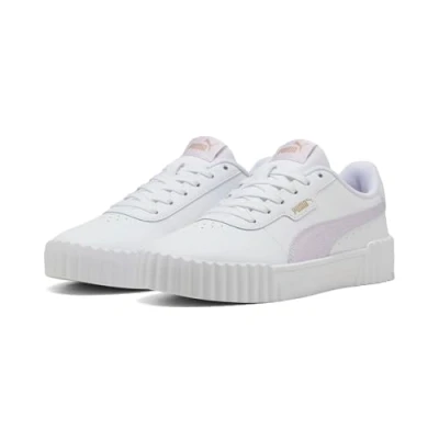 Afbeelding van Puma Carina 3.0 Sneakers laag, Dames, Maat: 37, White/lilac frost/gold Leer/ synthetisch