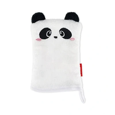 Afbeelding van Legami Washandschoen, herbruikbaar, zachte stof, verwijdert gezichtsmake up, wasbaar, hypoallergeen, milieuvriendelijk, 12 x 19 cm, panda motief