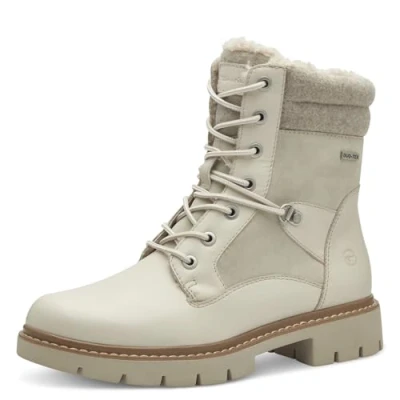 Afbeelding van Tamaris Comfort Winterlaarzen voor dames, met veters, gevoerd, waterafstotend, ivoor, 40 EU