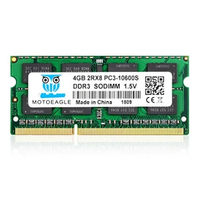 Afbeelding van Motoeagle 4GB PC3 10600S DDR3 1333MHz SODIMM 204 Pin Unbuffered Non ECC 1.5V CL9 2Rx8 Dual Rank Notitieboek, werkgeheugen
