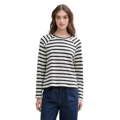 Afbeelding van TOM Tailor Denim Structure WITH Buttons Longsleeve, Dames, Maat: Large, White navy stripe