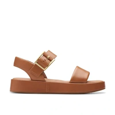 Afbeelding van Clarks ALDA Strap Sandalen met plateauzool, Dames, Maat: 37, Tan Leer