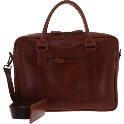 Afbeelding van BUCKLE &amp; SEAM Leren Business tas Laptoptas met laptopvak Everett Dot Bag Cognac Bruine