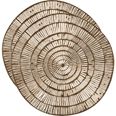 Afbeelding van Set van 2x stuks ronde Placemats metallic goud look diameter 38 cm