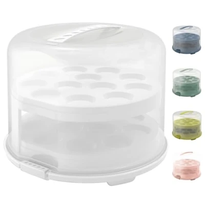 Afbeelding van Rotho Fresh Taartdoos XL + Cupcake Houders 35.5x34.5x26 cm Wit/Transparant