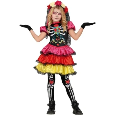 Afbeelding van Fiestas Guirca Meisjes jurk Catrina regenboog 5 6 jaar (119 cm)