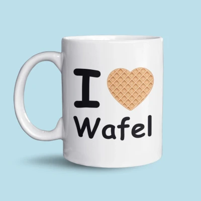 Afbeelding van NietMokken.be Grappige mok “I Love Wafel Cadeau voor wafelliefhebbers België Aan beide zijden bedrukt Vaatwasser en magnetronbestendig Keramische tas 325ml
