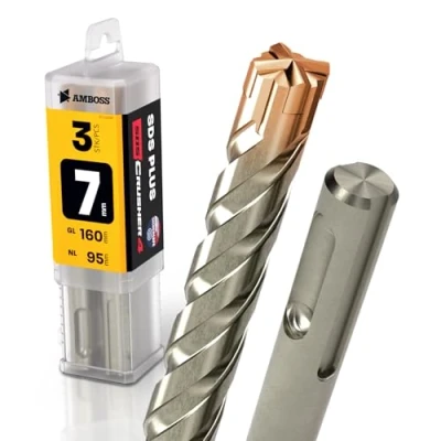 Afbeelding van SDS Plus hamerboor, 4 x snijkanten, PGM, diameter 7,0 mm 95 mm, hardmetaal, professionele boor, steenboor, metselwerk, baksteen, kalkzandsteen