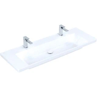 Afbeelding van Villeroy &amp; Boch Subway 3.0 dubbele meubelwastafel wit (130 x 47 cm) 2x