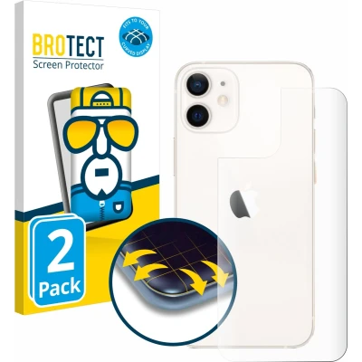 Afbeelding van BROTECT Screenprotector voor Apple iPhone 12 mini (Achterkant) Folie Beschermfolie transparant volledig dekking (2 Stuks)