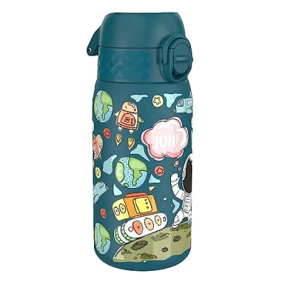 Afbeelding van Ion8 Roestvrijstalen Kinderwaterfles, 400 ml/13 oz, Lekvrij, Makkelijk te Openen, Veilige Vergrendeling, Vaatwasserbestendig, Flipdop, Draaggreep, Duurzaam, Metalen Drinkfles, Ruimte Mens Design