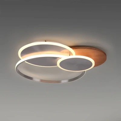 Afbeelding van Paul Neuhaus LED plafondlamp Palma, hout, CCT, 65cm, dimbaar