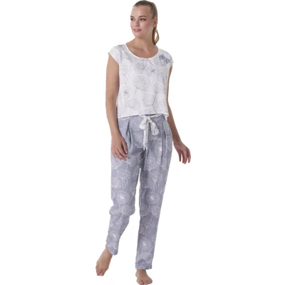 Afbeelding van Feyza Dames Pyjama Set, Korte Mouwen, Grijs M