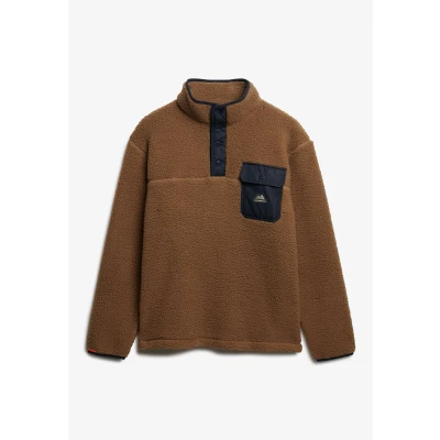 Afbeelding van Fuji fleecetrui met Halve Drukknoopsluiting Brown Grootte: XL