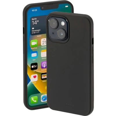 Afbeelding van Hama Finest Feel Cover Hoesje geschikt voor Apple iPhone 14 TPU materiaal Zijdezacht afwerking Krasbestendig Perfecte Pasvorm Zwart
